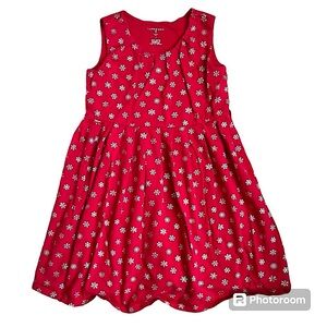 Lands’ End | Girls Red and Silver Sleeveless Snowflake Dress | size Small